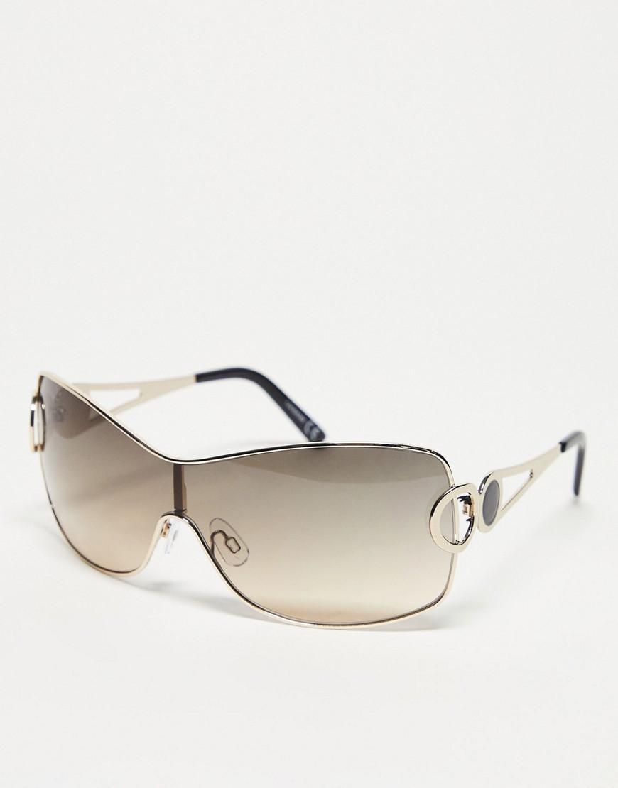 ASOS DESIGN oversized 90s wrap sunglasses with temple detail Product Image