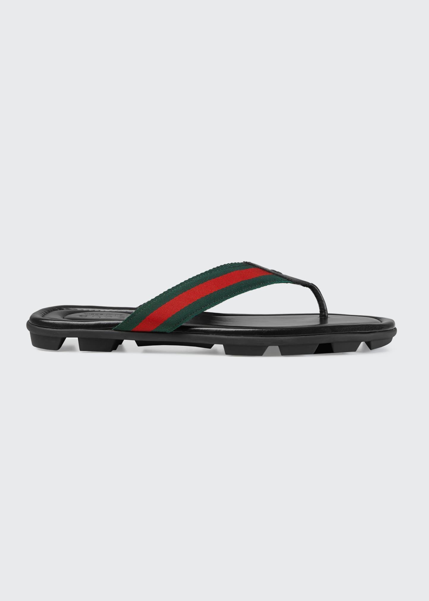 Mens Web & Leather Thong Sandals Product Image