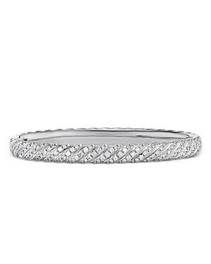 Womens Sculpted Cable Bangle Bracelet In 18K White Gold Product Image