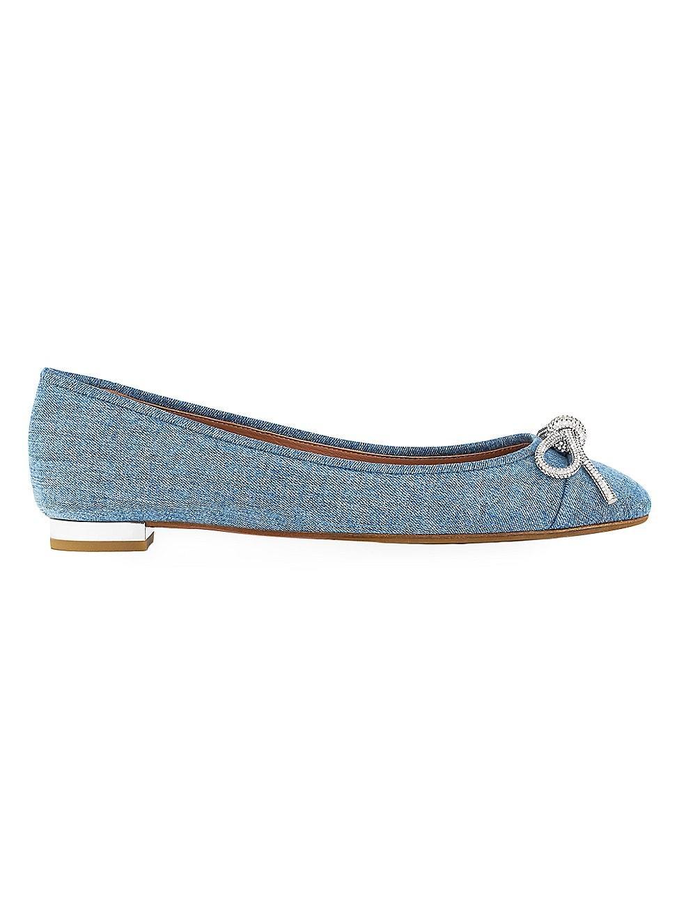 Womens Parisina Crystal Bow Denim Ballet Flats Product Image