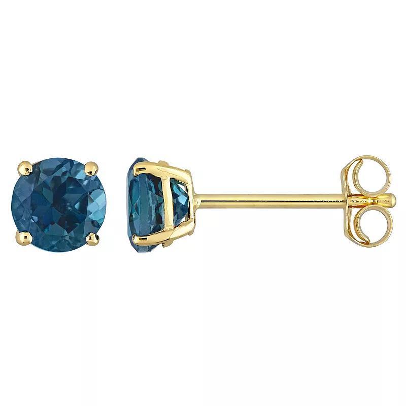 Stella Grace 14k Gold London Blue Topaz Solitaire Stud Earrings, Womens Product Image