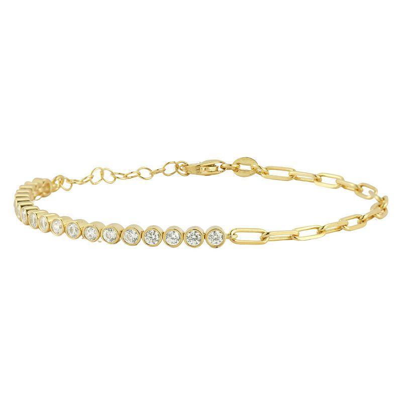 Sunkissed Sterling 14k Gold Over Silver Cubic Zirconia Paperclip Bracelet, Womens Product Image