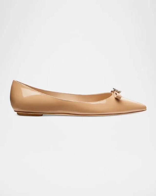 Diana Patent Bow Ballerina Flats In Adobe Product Image