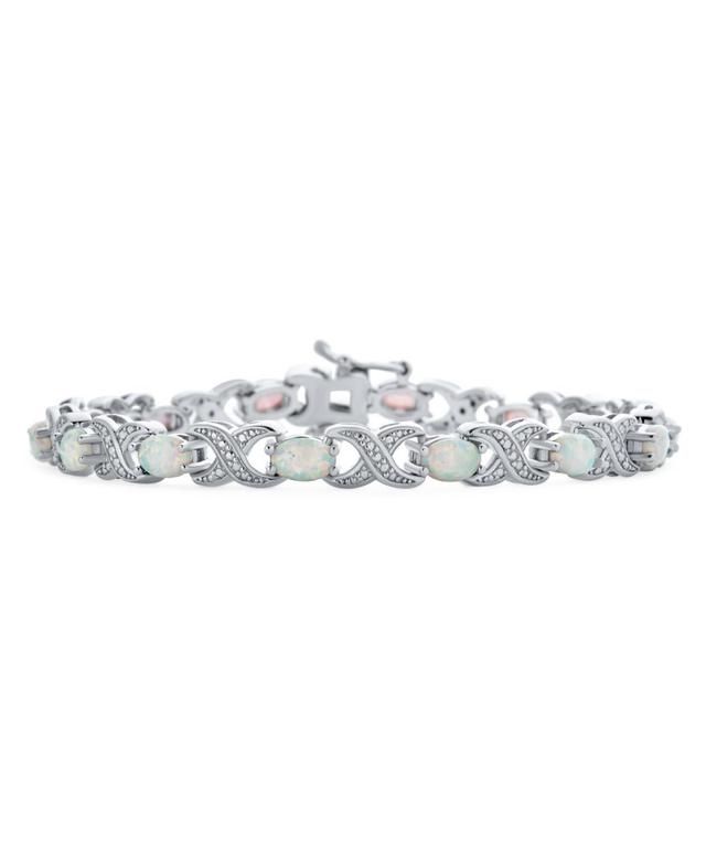 Bling Jewelry White Synthetic Opal Milgrain Infinity Tennis Bracelet For Women Sterling Silver 8 Inches Product Image