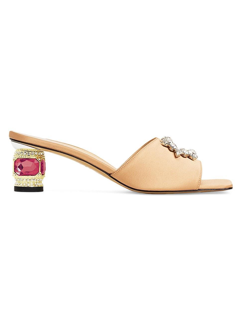 Womens Aurum 50MM Crystal-Embellished Silk Mules Product Image