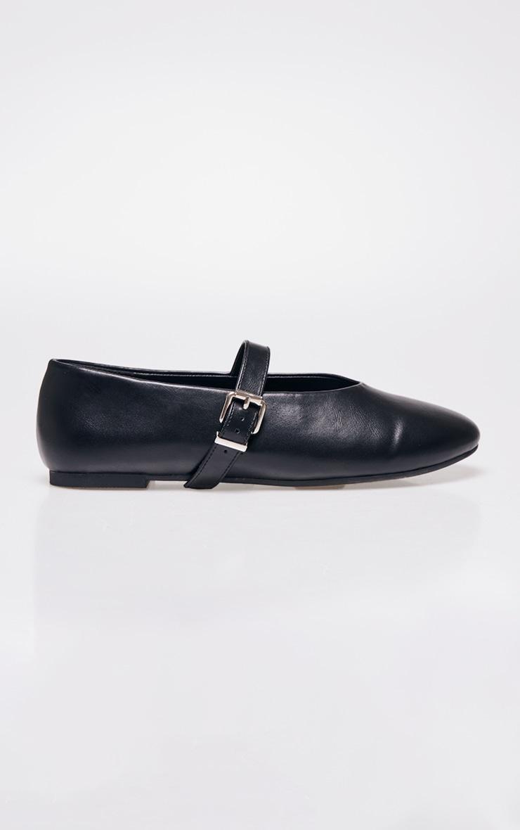 Black PU Round Toe Ballet Pumps product image