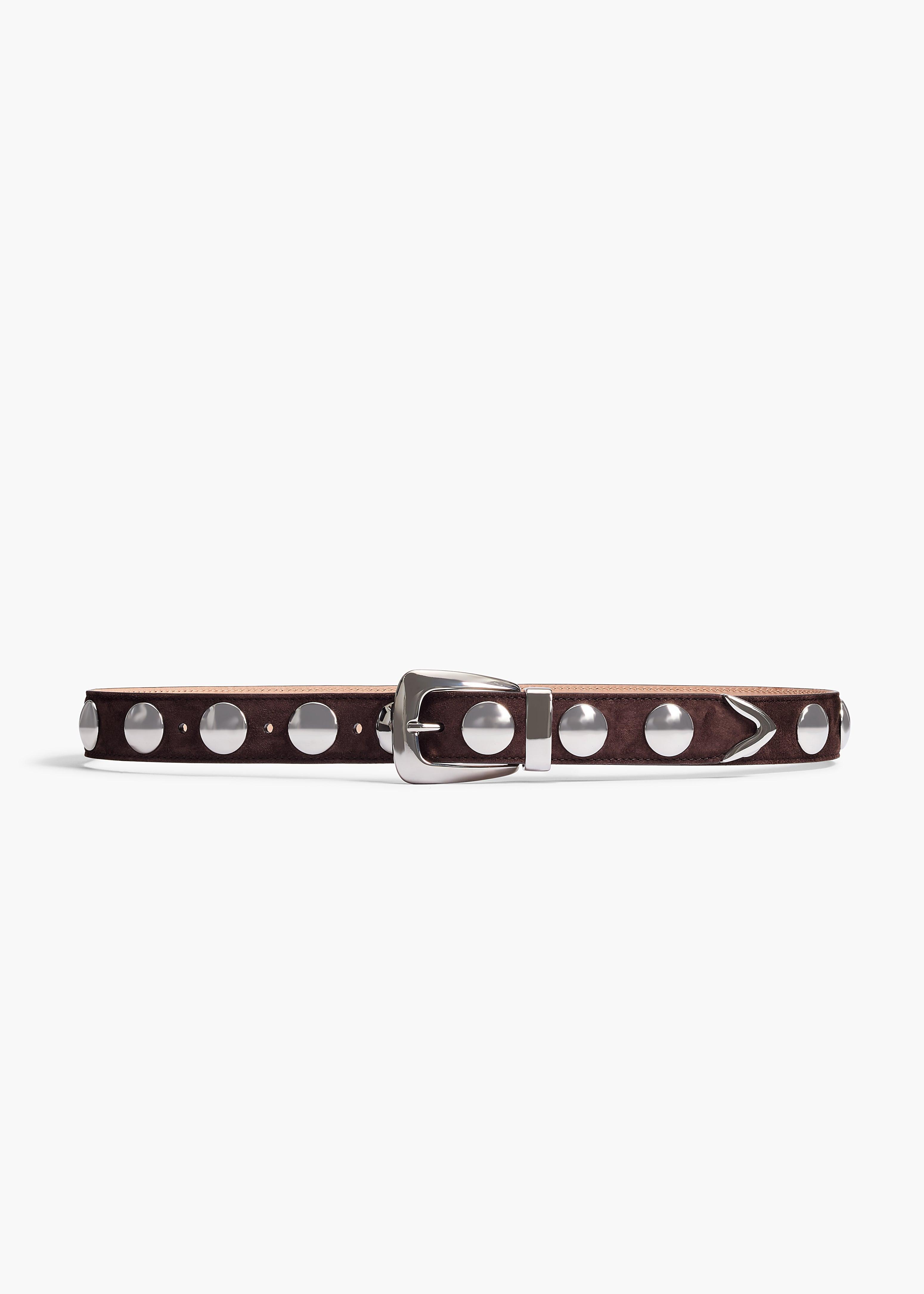 Benny Belt with Studs in Coffee Suede and Silver Product Image