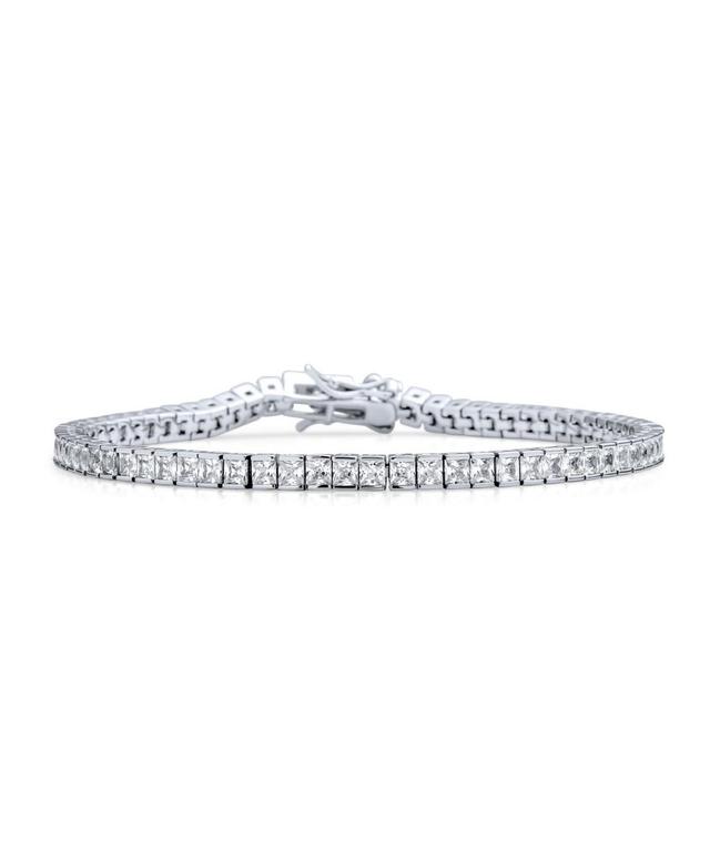 Bridal 10CT Simple Classic Cubic Zirconia Square Clear Brilliant Princess Cut Aaa Cz Tennis Bracelet For Women Prom .925 Sterling Silver Product Image