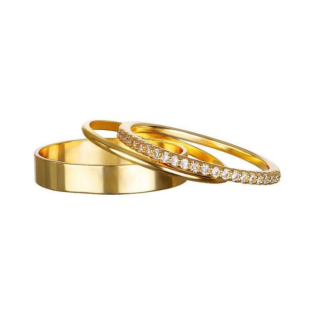 LC Lauren Conrad Gold Tone Pave & Smooth Metal Ring Set, Womens Product Image