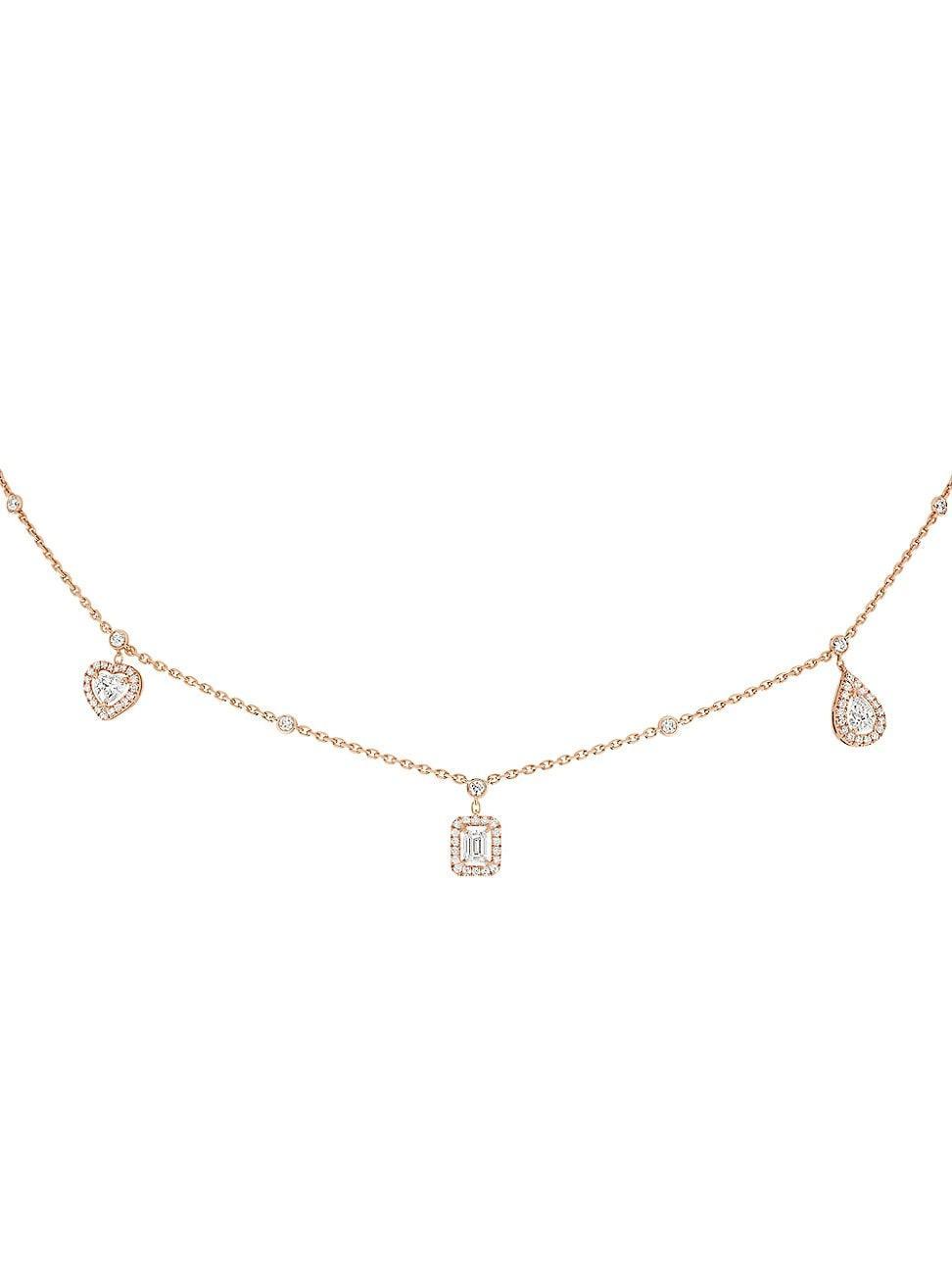 Womens My Twin 18K Rose Gold & Diamond Charm Necklace Product Image