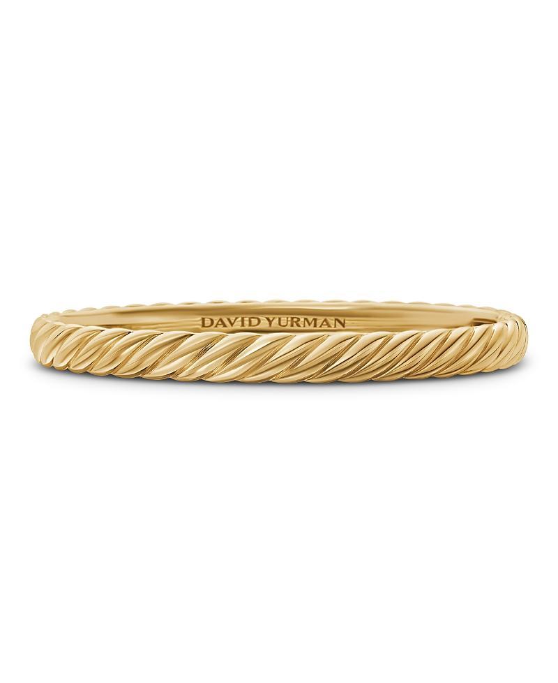 Womens Sculpted Cable Bangle Bracelet in 18K Yellow Gold Product Image