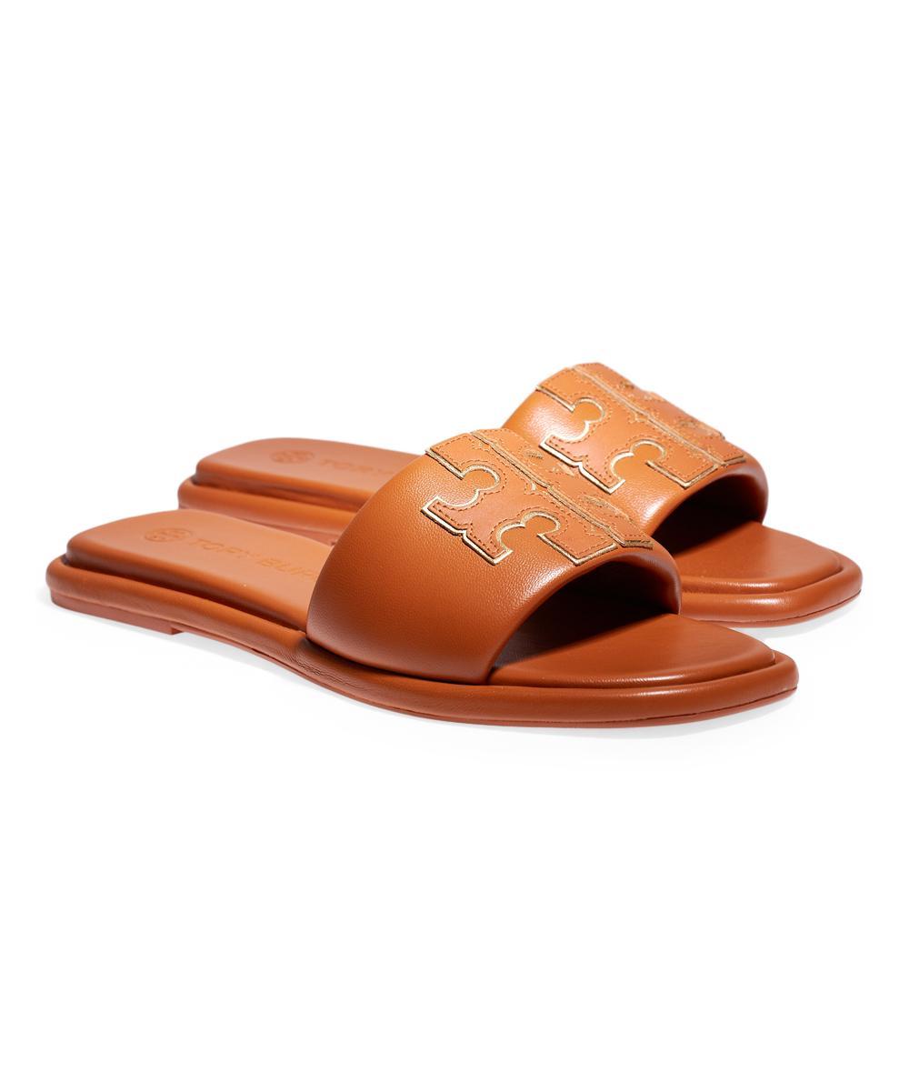 Womens Double-T Monogram Padded Leather Slide Sandals Product Image