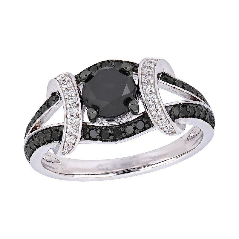 Stella Grace 10k White Gold 1 3/8 Carat T.W. Black & White Diamond Ring, Womens Product Image