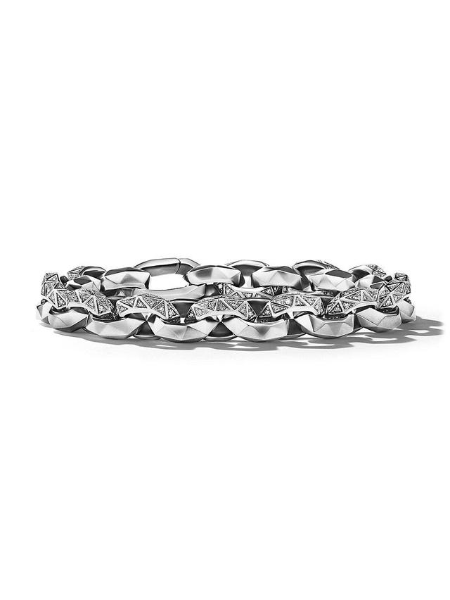 Mens Torqued Faceted Link Bracelet in Sterling Silver Product Image