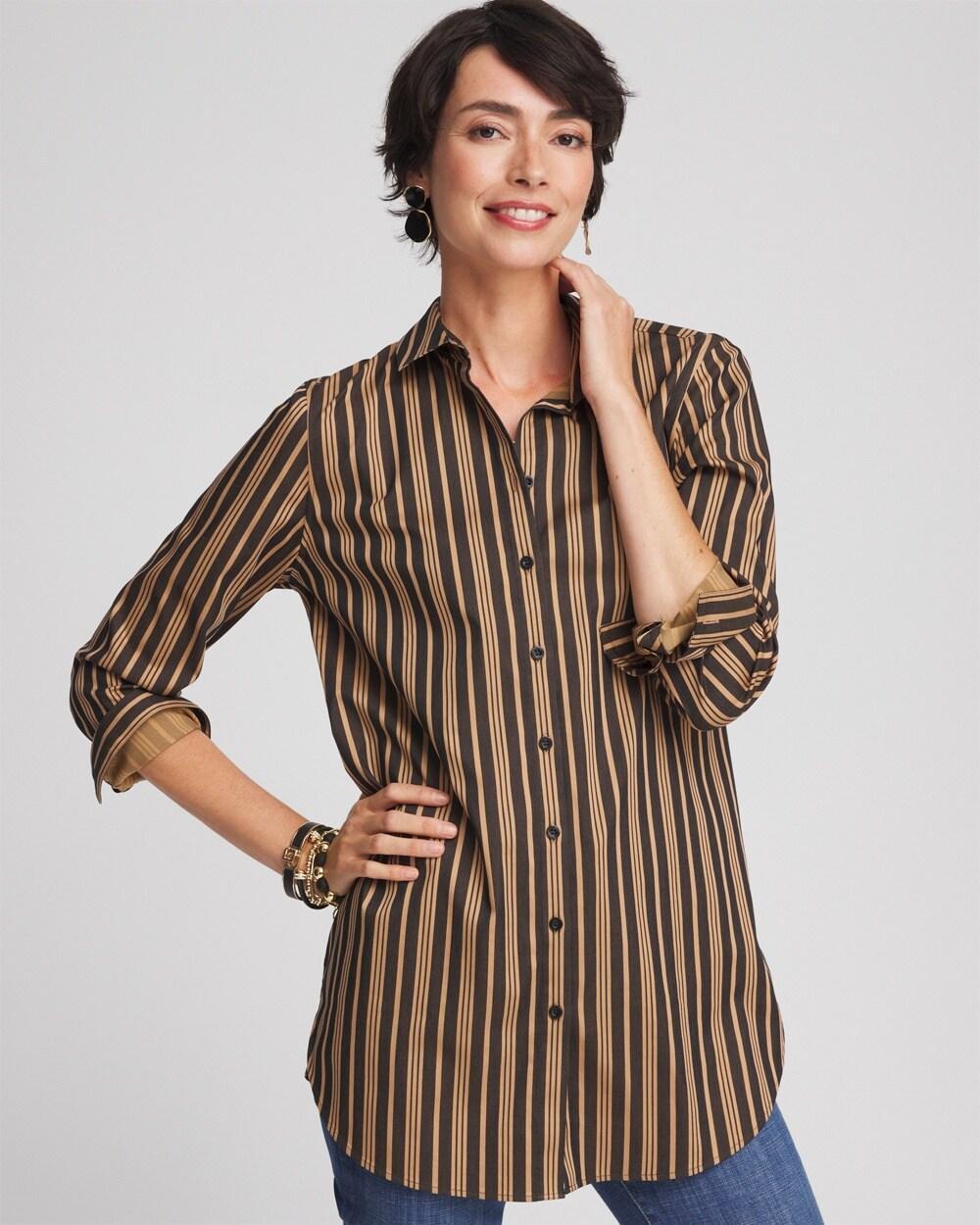 Women's No Iron Stripe Tunic Top Product Image