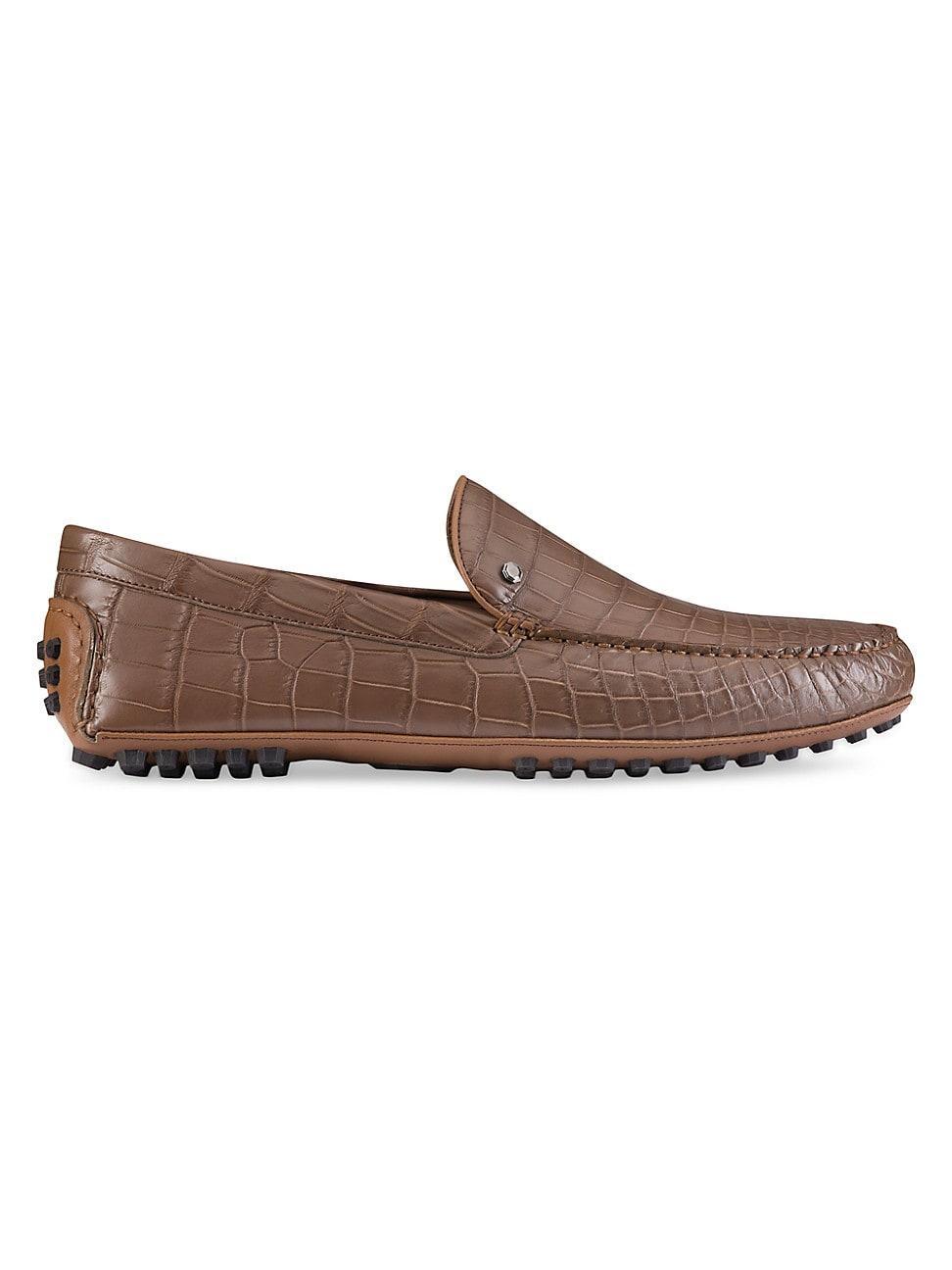 Mens Crocodile and Calfskin Leather Driving Shoes Product Image