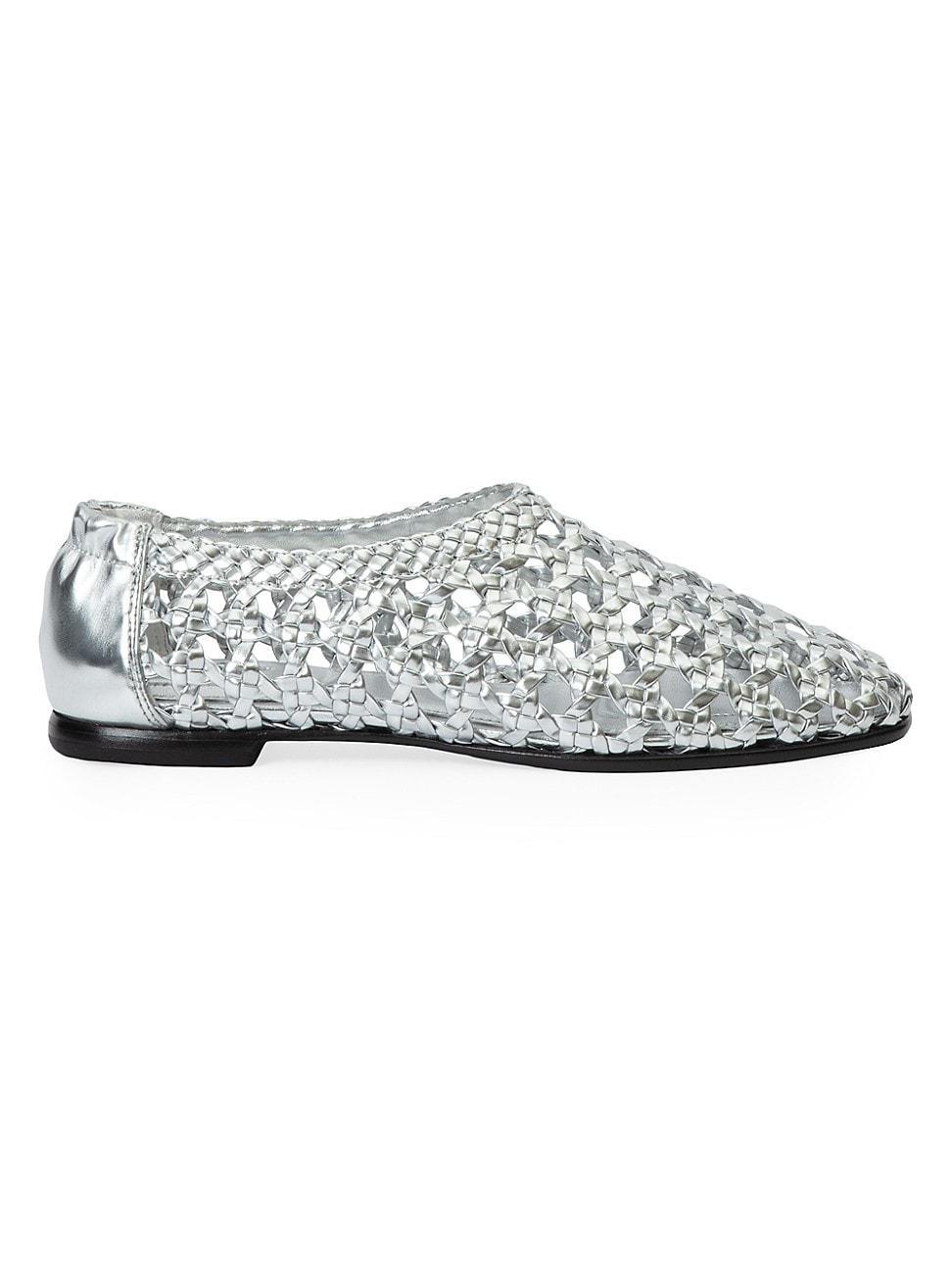 Womens Eden Woven Metallic Leather Flats Product Image