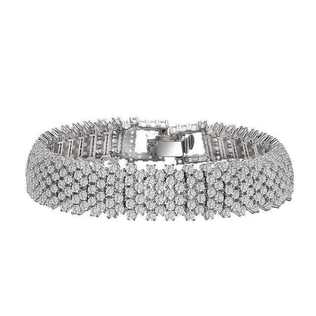 Sterling Silver Round Cubic Zirconia 5-Row Bracelet, Womens Product Image