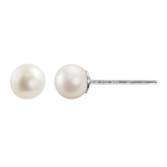 18k White Gold AAA Akoya Cultured Pearl Stud Earrings, Womens Product Image