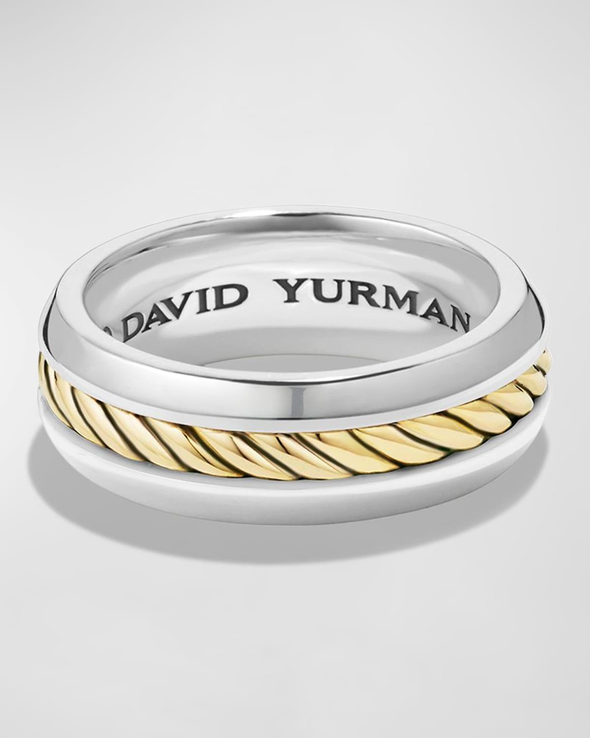 Mens Cable Inset Band Ring with 18K Yellow Gold Product Image