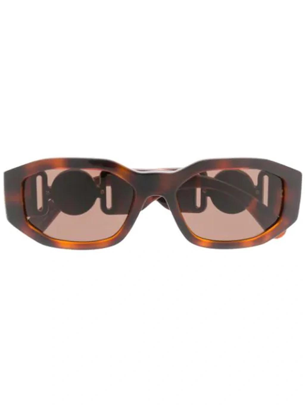 VERSACE Hexad Signature Sunglasses In Brown Product Image