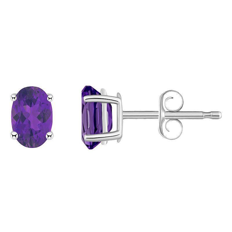 Celebration Gems 14k White Gold Oval Gemstone Stud Earrings, Womens, Purple Product Image