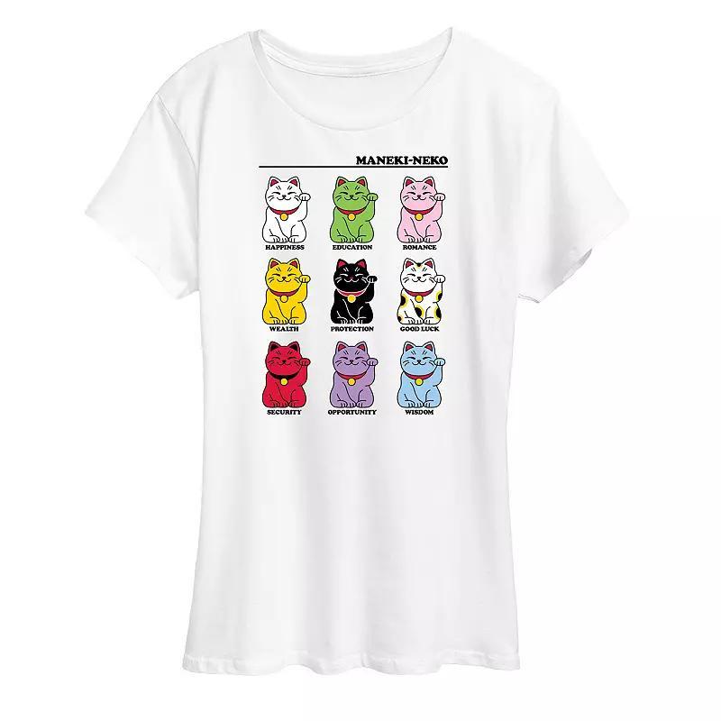 Womens Lucky Cat Grid Graphic Tee Product Image