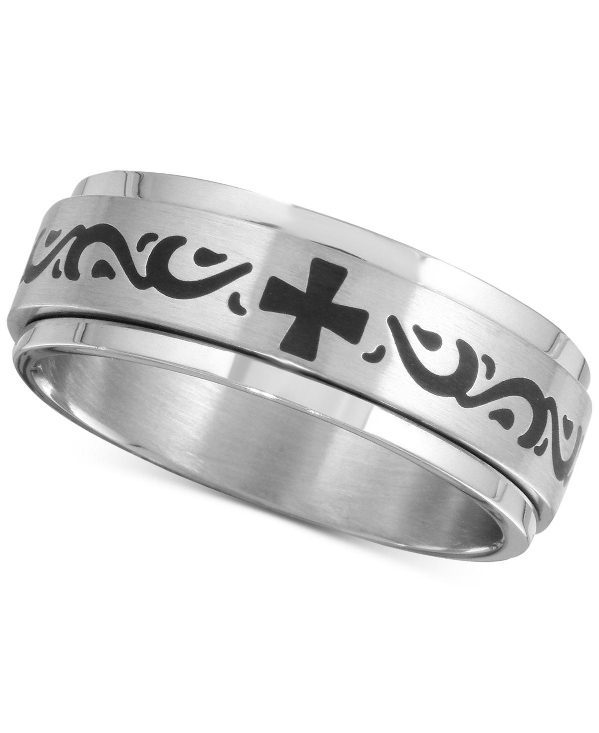 Mens Celtic Cross Band Black Ion-Plate - Stainless Steel Product Image