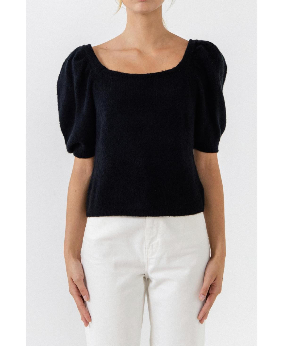 Womens Short Puff Sleeve Sweater Product Image