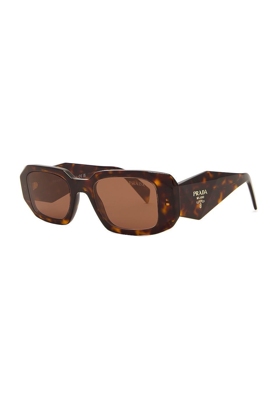 Prada Oval Frame Sunglasses in Brown. Product Image