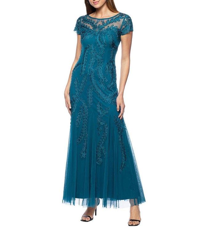 Marina Cap Sleeve Illusion Neck Soutache Long Gown Product Image