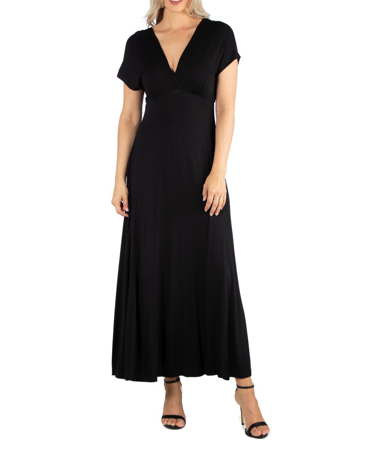 Womens Cap Sleeve V-Neck Maxi Dress Product Image