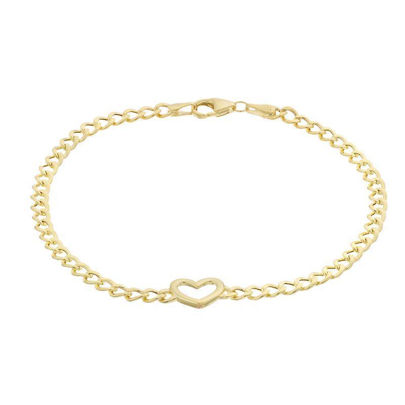 Bloomingdales Open Heart Curb Link Chain Bracelet in 14K Yellow Gold - 100% Exclusive Product Image