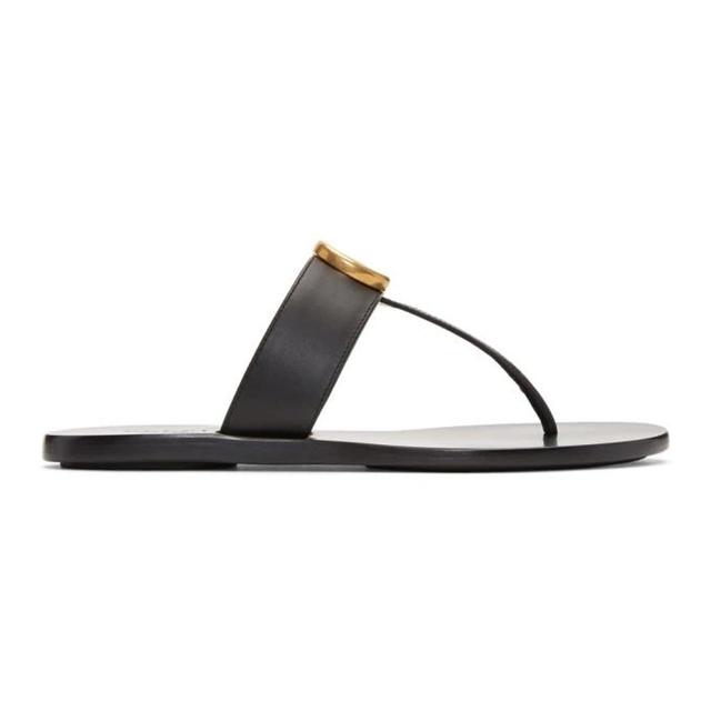 Marmont Logo-embellished Leather Sandals In Black Product Image