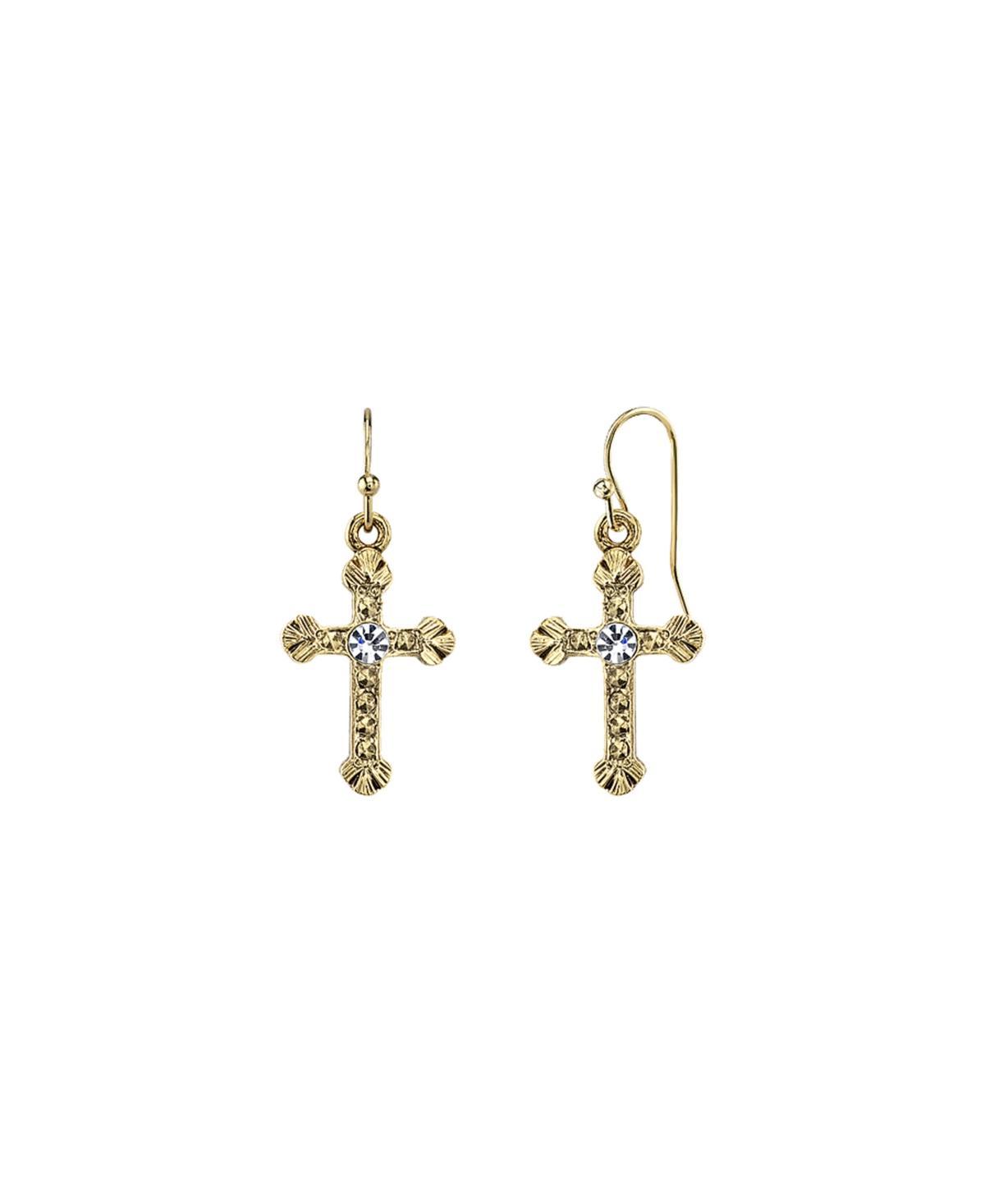 1928 Crystal Cross Drop Earrings, Womens, Grey Product Image