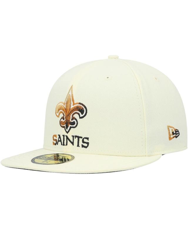 Mens New Era Cream New Orleans Saints Chrome Color Dim 59FIFTY Fitted Hat Product Image