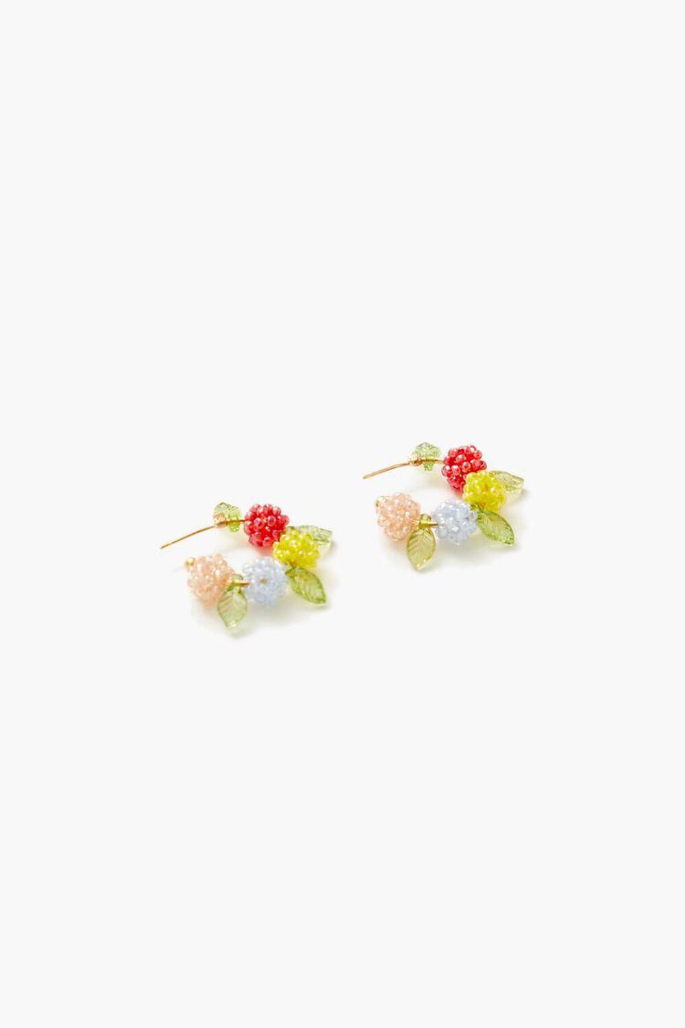 Beaded Flower Hoop Earrings | Forever 21 Product Image