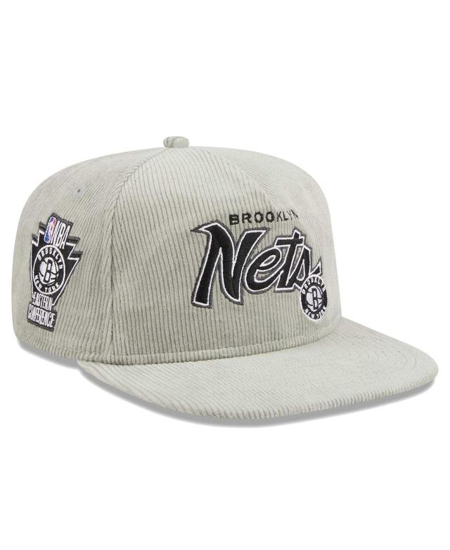 Mens New Era  Gray Brooklyn Nets The Golfer Corduroy 9FIFTY Snapback Hat Product Image