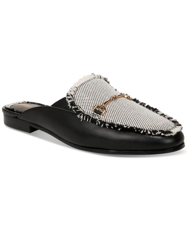 Sam Edelman Linnie Fray Leather and Fabric Bit Buckle Loafer Mules Product Image