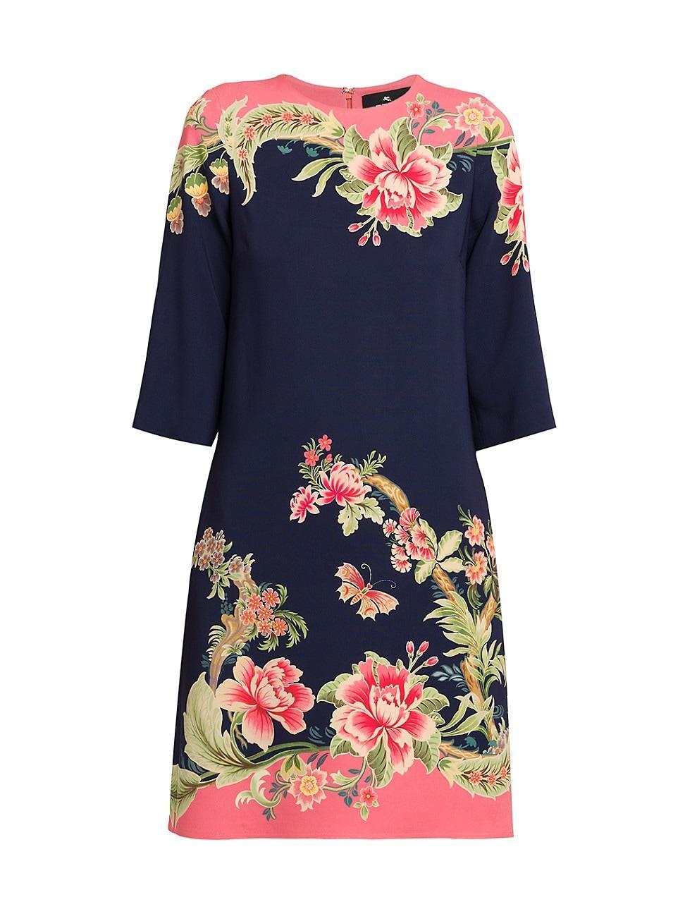 Womens Floral Crepe Shift Dress Product Image