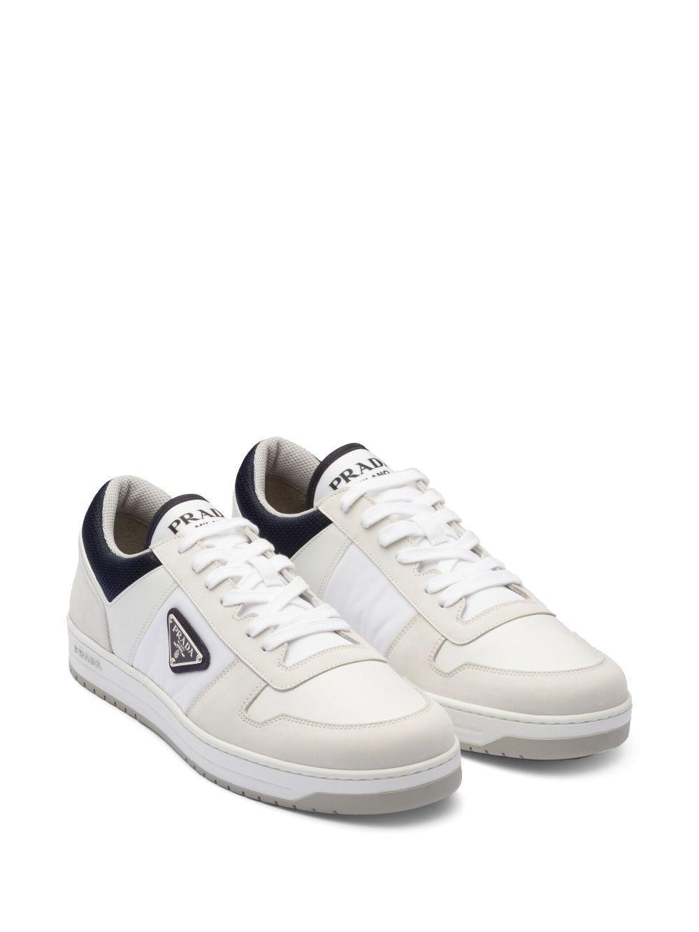 PRADA Downtown Re-nylon Low-top Sneakers In White Blue Product Image