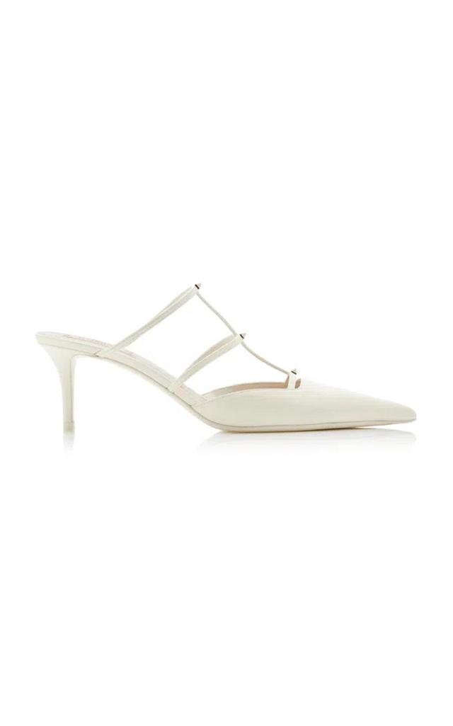 Leather Rockstud Mules 50 In Cream Product Image