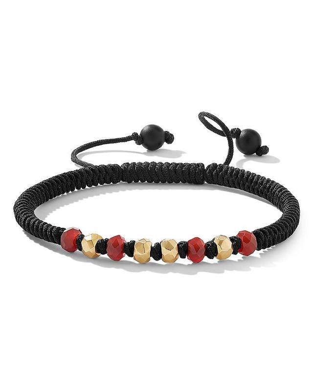 Mens Fortune Woven Black Nylon Bracelet with Black Onyx and 18K Yellow Gold Product Image