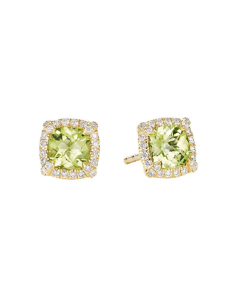 Womens Petite Chatelaine Pav Bezel Stud Earrings in 18K Yellow Gold with Diamonds Product Image