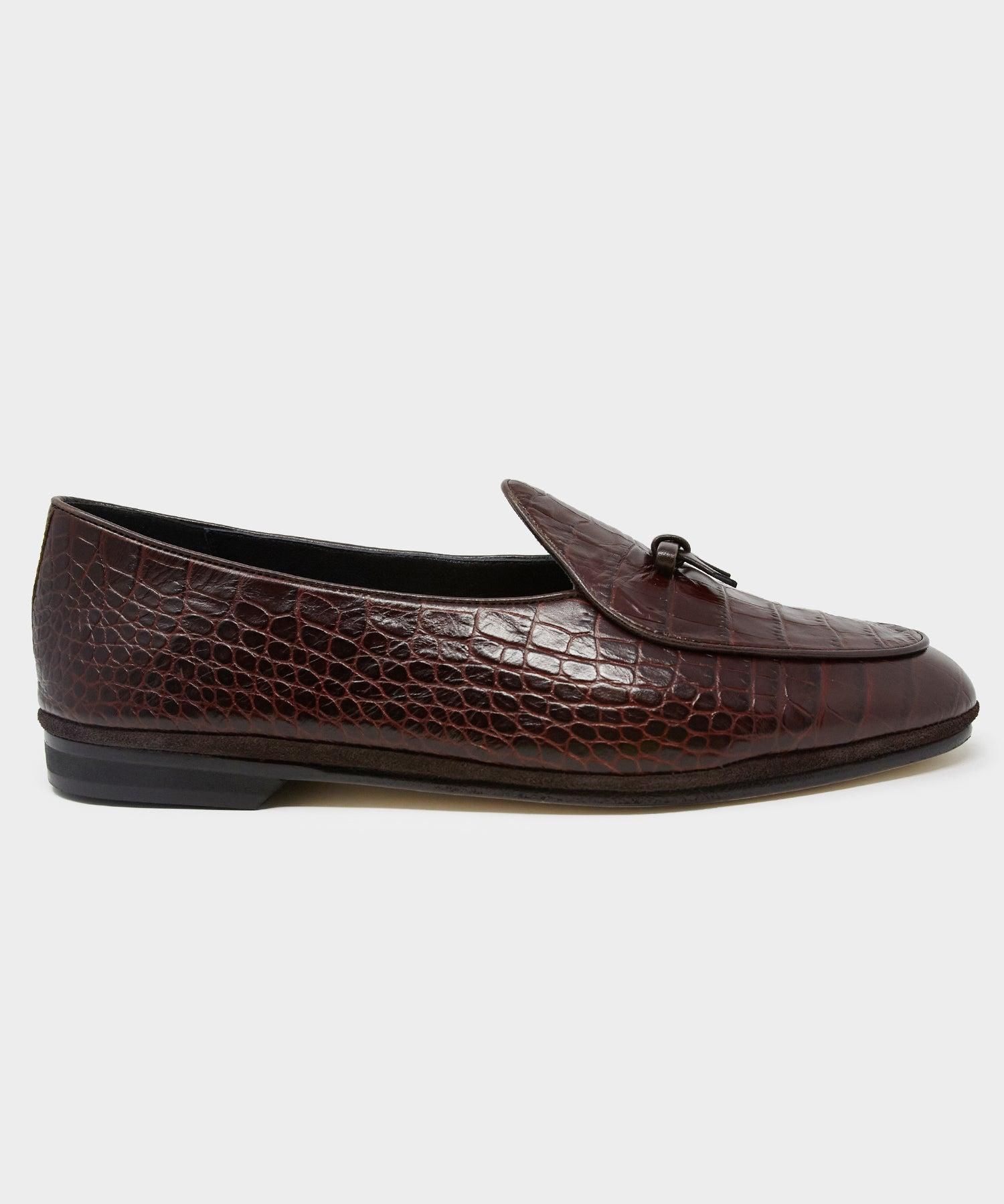 Todd Snyder x Rubinacci Belgian Loafer in Burgundy Croc Product Image