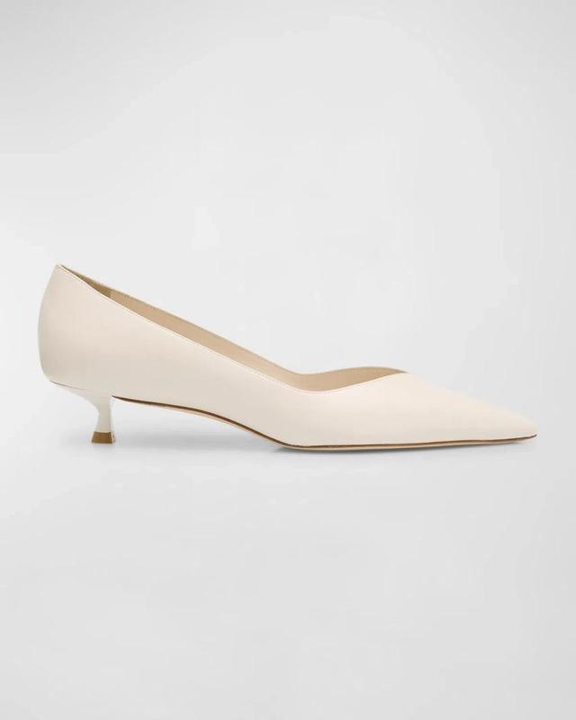 STUART WEITZMAN Eva Leather Kitten-heel Pumps In Seashell Product Image