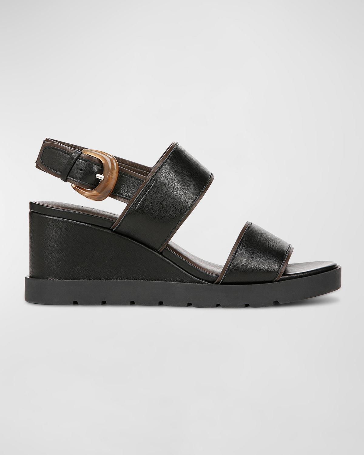 Roma Leather Wedge Slingback Sandals Product Image