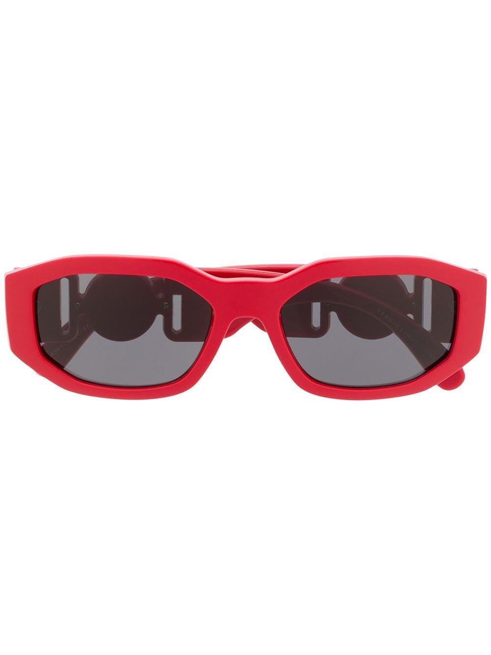 Logo Plaque Rectangular Sunglasses In Red Product Image