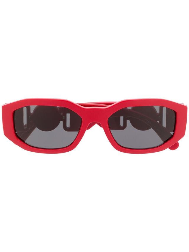 Logo Plaque Rectangular Sunglasses In Red Product Image