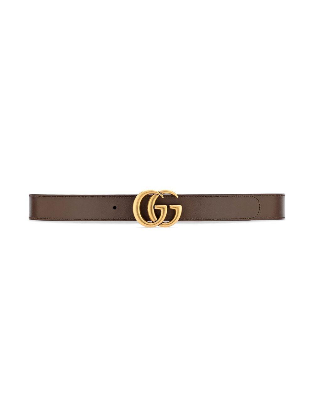 Brown Gg Marmont Leather Belt In Red Product Image